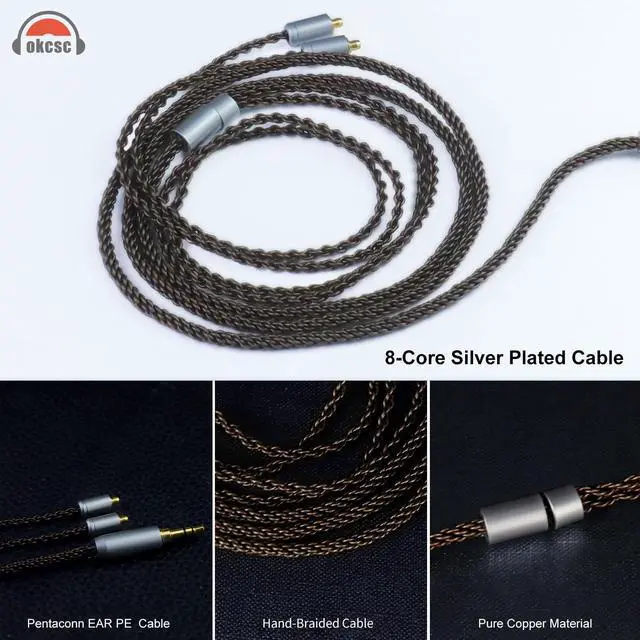 Alt view image 3 of 5 - okcsc Acoustune Pentaconn Ear PE 8 Core Upgarded OFC Audio Cable Pure Copper Alloy Earphone Cable for Pentaconn Ear PE Upgrade Cable for Acoustune HS1650CU HS1655CU 1670SS 4.4MM 3.94FT