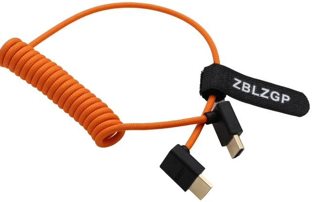 Alt view image 2 of 5 - ZBLZGP 48Gbps HDMI 2.1 Coiled Cable 8K 4K 60p HighSpeed Up Angle to Down Angle for Atomos Ninja V, Portkeys BM5 III, Feelworld MA6, Sony FX6, Z CAM F6, Canon R3 Cameras