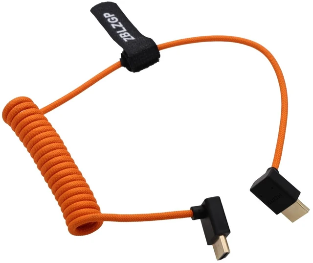 Alt view image 4 of 5 - ZBLZGP 48Gbps HDMI 2.1 Coiled Cable 8K 4K 60p HighSpeed Up Angle to Down Angle for Atomos Ninja V, Portkeys BM5 III, Feelworld MA6, Sony FX6, Z CAM F6, Canon R3 Cameras
