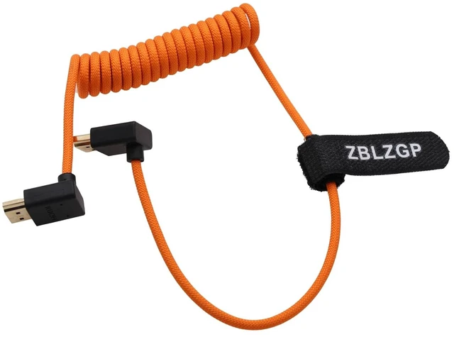 Alt view image 3 of 5 - ZBLZGP 48Gbps HDMI 2.1 Coiled Cable 8K 4K 60p HighSpeed Up Angle to Down Angle for Atomos Ninja V, Portkeys BM5 III, Feelworld MA6, Sony FX6, Z CAM F6, Canon R3 Cameras