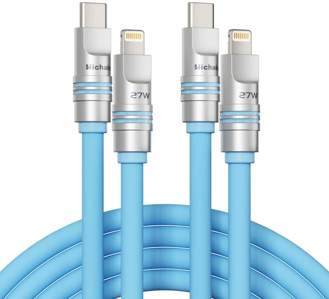 Main image of Hichain USB C to Lightning Cable 6.5 FT 2 Pack Chubby Lightning Cable Ultr-Soft Silicone iPhone Fast Chubby Charging Cable, MFi Certified for iPhone 14 13 12 11 X 8 Pro Max Plus and More Blue
