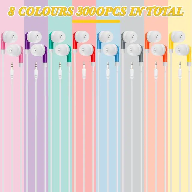 Alt view image 2 of 5 - Kigeli 300 Packs Bulk Earbuds Headphones Wired Earphones for Classroom Kids Colorful in Ear Students Ear Buds with 3.5mm Jack for Laptop School Library Supplies, No Microphone (Multicolor)