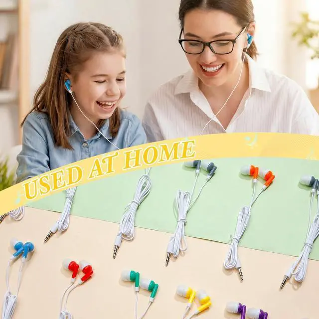 Alt view image 4 of 5 - Kigeli 300 Packs Bulk Earbuds Headphones Wired Earphones for Classroom Kids Colorful in Ear Students Ear Buds with 3.5mm Jack for Laptop School Library Supplies, No Microphone (Multicolor)