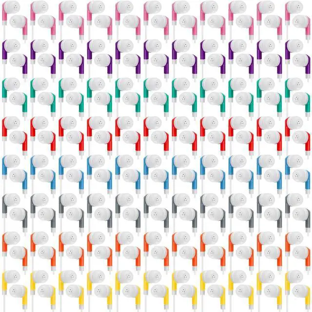 Alt view image 3 of 5 - Kigeli 300 Packs Bulk Earbuds Headphones Wired Earphones for Classroom Kids Colorful in Ear Students Ear Buds with 3.5mm Jack for Laptop School Library Supplies, No Microphone (Multicolor)