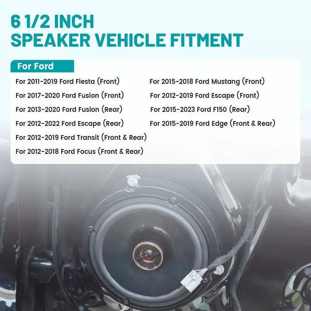 Alt view image 3 of 5 - NuIth 6.5 Inch Front Rear Door Speaker Spacer W/Speaker Wiring Harness for 2012-2020 Ford Mustang/Fusion/Focus/Escape/Fiesta/Edge, 6.5 Speaker Adapter Kit for F150 Transit