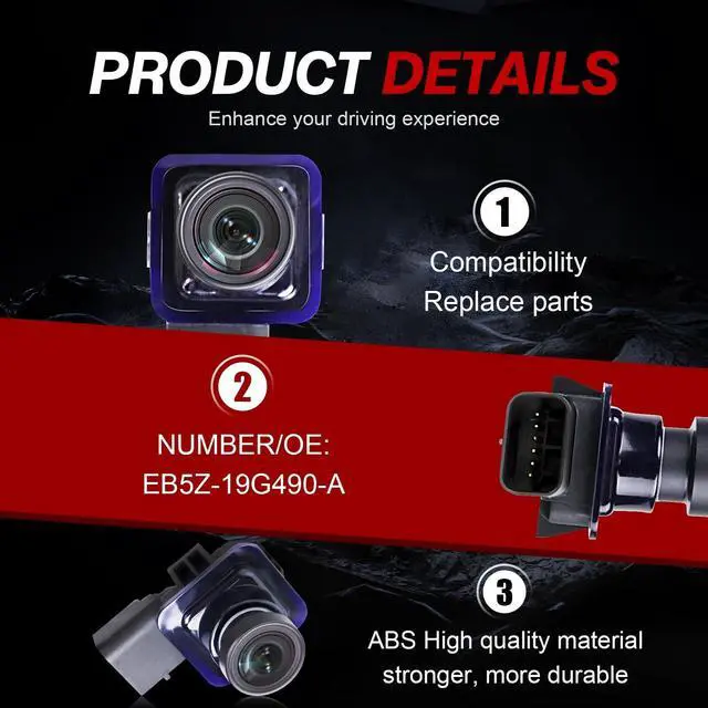 Alt view image 2 of 5 - GZGN Backup Camera Replacement BB5Z-19G490-A Compatible with Ford Explorer 2011 2012 2013 2014 2015 Replaces Number EB5Z-19G490-A