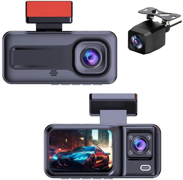 Main image of 1080P Dash Camera for Car,3 Channel Dash Cam Front and Rear Inside G-Sensor, 3.16 IPS Screen, 24Hr Parking, 170Wide Angle, Loop Recording, IR Night Vision (Dark Black)