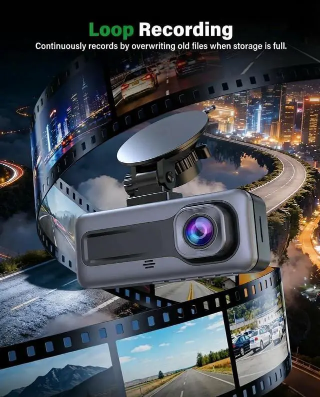 Alt view image 4 of 5 - 1080P Dash Camera for Car,3 Channel Dash Cam Front and Rear Inside G-Sensor, 3.16 IPS Screen, 24Hr Parking, 170Wide Angle, Loop Recording, IR Night Vision (Dark Black)