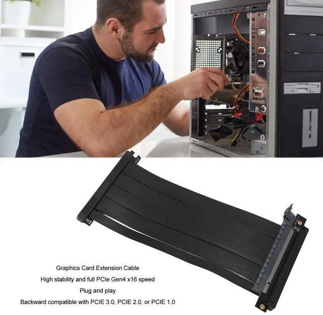 Alt view image 4 of 5 - High Speed, Reverse Ultra PCIE4.0 X16 Riser Cable, Shielded, Stable Compatibility, Compatible with RTX3090, PCIE 4.0, Graphics Card Extension Cable