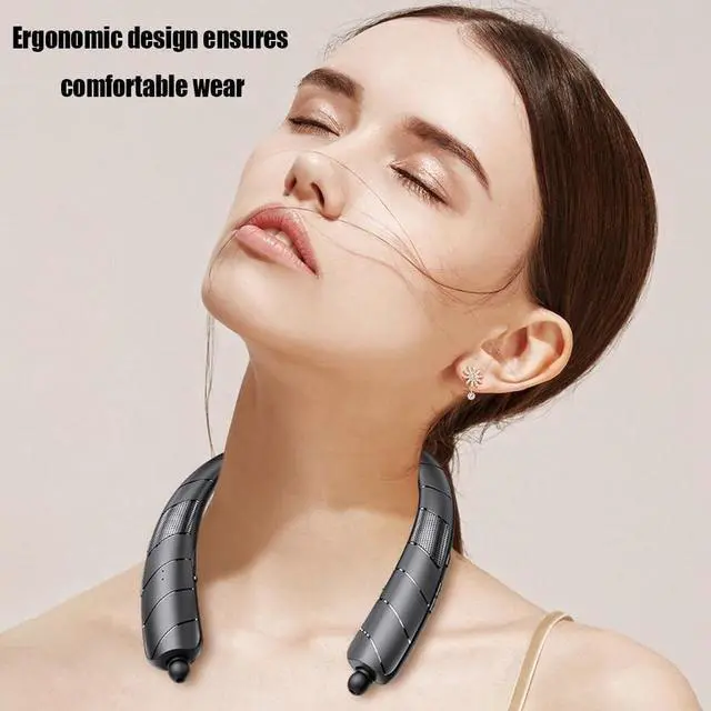 Alt view image 3 of 5 - QYNIQIAN Retractable Neckband Bluetooth Headphones Neckband Earphone Wireless Earbuds 48H Playtime Built-in Speaker & IPX5 Waterproof, Auto-Coil Cord, Bilateral Stereo, Ultra-Light Comfortable
