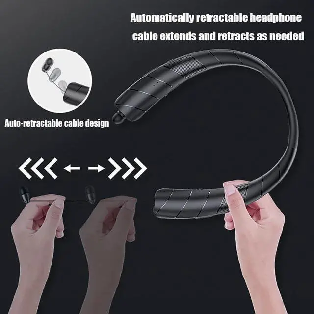 Alt view image 5 of 5 - QYNIQIAN Retractable Neckband Bluetooth Headphones Neckband Earphone Wireless Earbuds 48H Playtime Built-in Speaker & IPX5 Waterproof, Auto-Coil Cord, Bilateral Stereo, Ultra-Light Comfortable