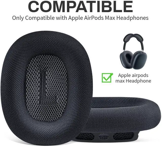 Alt view image 2 of 5 - Replacement Ear Cushions for Apple AirPod Max Upgraded Memory Foam Pad with Durable Fabric,Sound Insulation and Noise Reduction,Strong Magnetic Fit,Sweat-Resistant,Breathable Comfor(Midnight)
