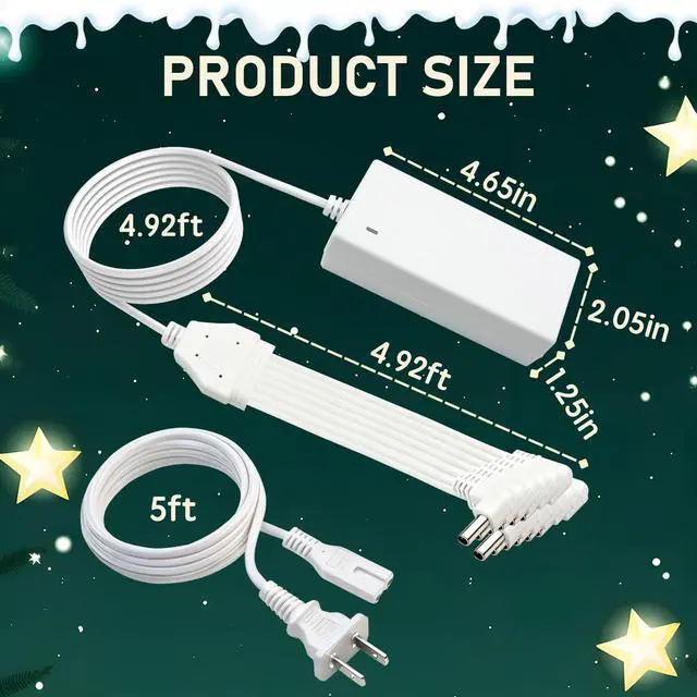 Alt view image 5 of 5 - 4.5V Power Adapter for Lemax Lighted Accessory 94566 94563 94564 94565 74295 74269 74707 84428 44242 Christmas Halloween Village Lights Micro Lighting Building Decor(12 Output White)