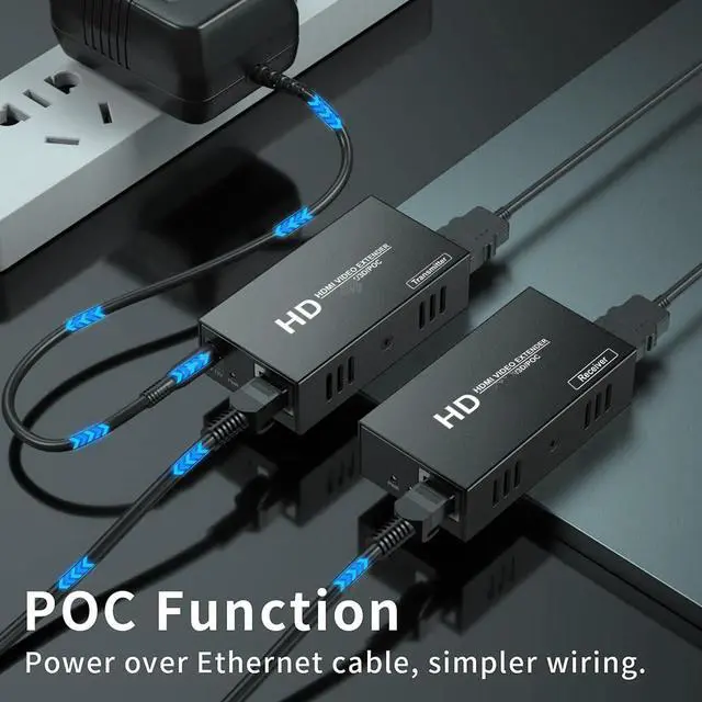 Alt view image 5 of 5 - LinSeek HDMI Extender Over Single Cat5e/Cat6 /Ca7 HDMI Over Ethernet Full HD Uncompressed Up to 165ft (50m) Support 1080p 3D EDID and POC Function (Transmitter and Receiver)