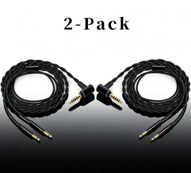 Alt view image 2 of 5 - FAAEAL Monitor Headphone Cable,Soft Cotton Yarn Cover Dual 3.5mm Over-Ear AUX Cord Compatible with Hifiman HE560 HE4XX Meze 99 Classics MEZE 109 Pro Headset for Musicians Audiophiles 4.4mm 2-Pack