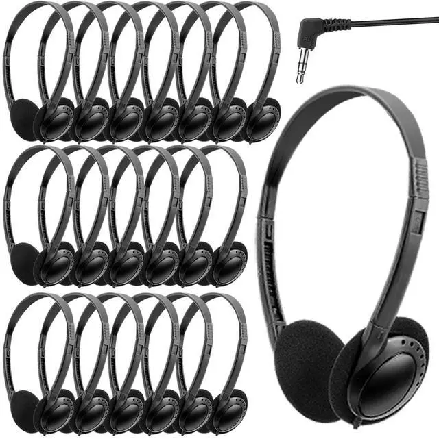 Main image of Wensdo Classroom Headphones Bulk 20 Pack for Kids School Students Teens Toddler Childern and Adults-Wholesale Earphpones (Black)