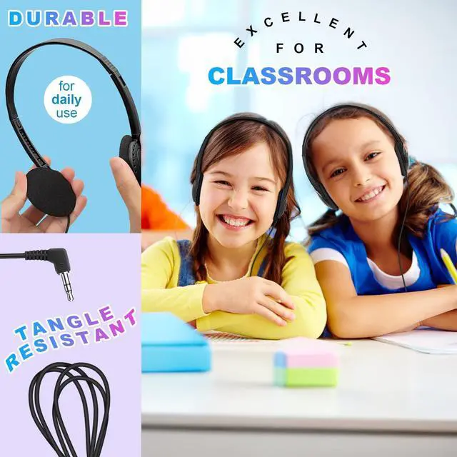 Alt view image 3 of 5 - Wensdo Classroom Headphones Bulk 20 Pack for Kids School Students Teens Toddler Childern and Adults-Wholesale Earphpones (Black)