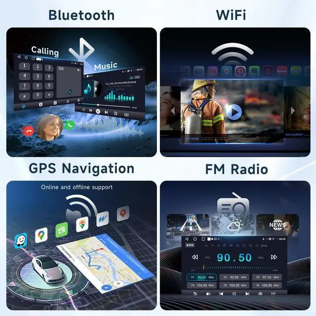 Alt view image 5 of 5 - 2G+64G Android 13 Car Stereo for Toyota Highlander 2014-2019 with Wireless Carplay Android Auto, 10.1 Inch Touch Screen Radio Support GPS/WiFi/Bluetooth/FM/SWC/Backup Camera