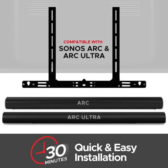 Alt view image 2 of 5 - Sound bass Arc TV Mount, Black, Compatible with Sonos Arc Soundbar and Ultra Version, Mounting Bracket for TV, Hardware Kit Included, Designed in the UK