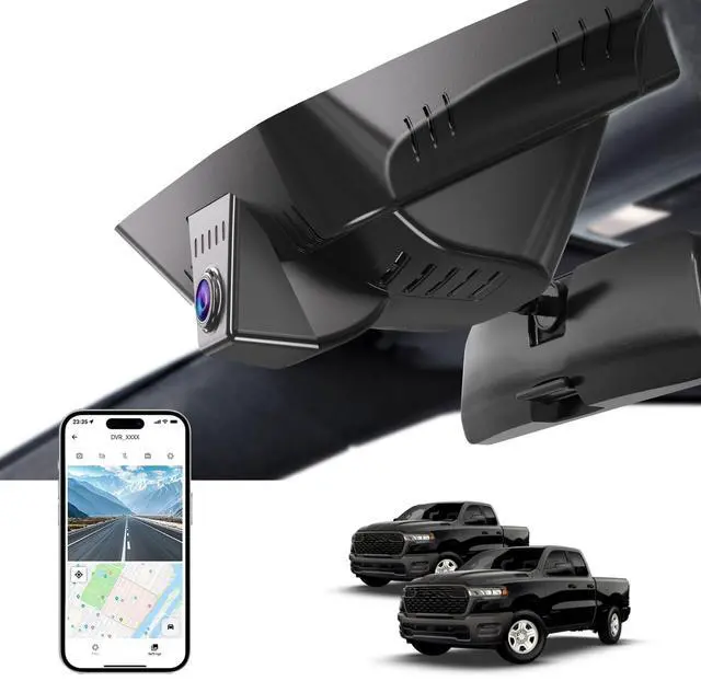 Main image of KBSYNT Front 4K Dash Cam for Dodge RAM 1500 2019-2024 Limited Rebel TRX,OEM Style,Hidden Design,WiFi & App Control,Loop Recording,G-Sensor,64GB Card
