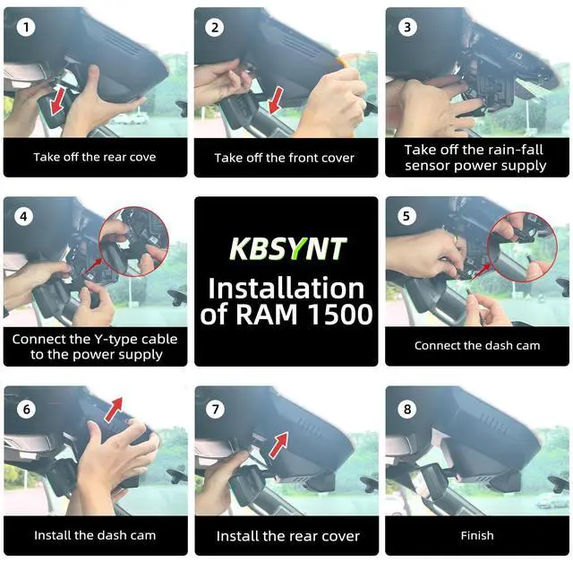 Alt view image 5 of 5 - KBSYNT Front 4K Dash Cam for Dodge RAM 1500 2019-2024 Limited Rebel TRX,OEM Style,Hidden Design,WiFi & App Control,Loop Recording,G-Sensor,64GB Card