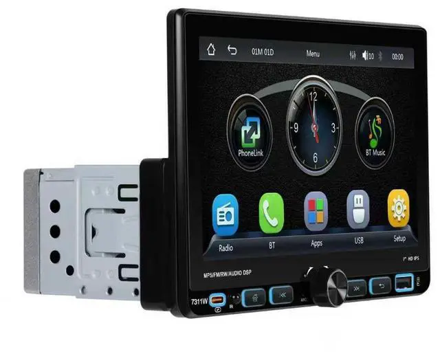 Main image of Fast Boot 7inch Single DIN IPS Touchscreen Car Stereo with Wireless Apple CarPlay/Android Auto Bluetooth5.2, USB/Type-C Fast Charging, AM/FM Radio DSP SWC 180W Subwoofer +Reverse Camera MIC