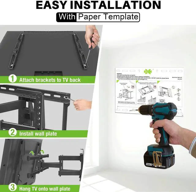 Alt view image 3 of 5 - USX MOUNT Full Motion TV Wall Mount for 42-82 Inch TVs up to 120lbs, Wall Mount TV Bracket with Articulating Swivel Tilt Extension Leveling, Max VESA 600x400mm Fits 12/16" Wood Stud