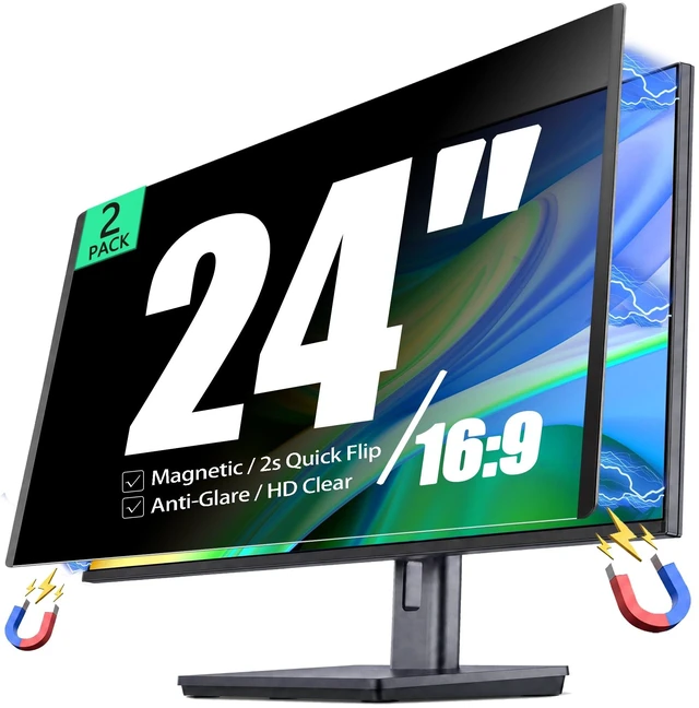 Main image of Pozlle 2 Pack Magnetic Privacy Screen for 24 Inch 16:9 Computer Monitor