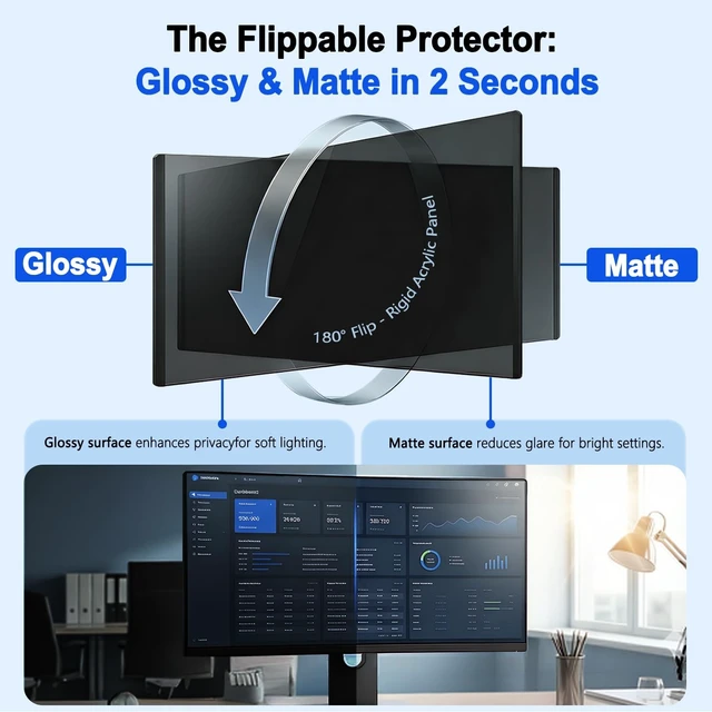 Alt view image 4 of 5 - Pozlle 2 Pack Magnetic Privacy Screen for 24 Inch 16:9 Computer Monitor
