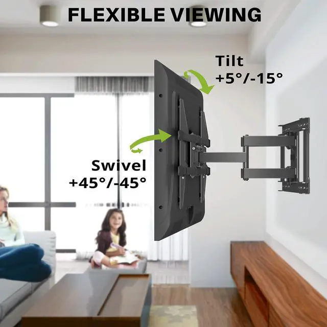 Alt view image 2 of 5 - USX MOUNT Full Motion TV Wall Mount for 42-82 Inch TVs up to 120lbs, Wall Mount TV Bracket with Articulating Swivel Tilt Extension Leveling, Max VESA 600x400mm Fits 12/16" Wood Stud