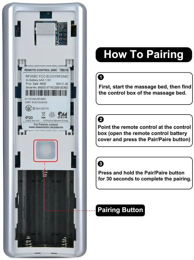 Alt view image 5 of 5 - SJUIF RF502A RF358A Replacement Remote Control for Tempur-Pedic Ergo or Ergo Extend Adjustable Bed Base JDLK.33.01.18 RF358A, Compatible with JLDK.33.01.36 RF502A Adjustable Bed