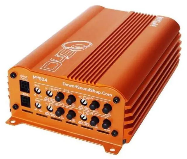 Main image of Down4Sound MM504 Mini Maxx Orange 300W RMS Mini 4-Channel Car Audio Amplifier