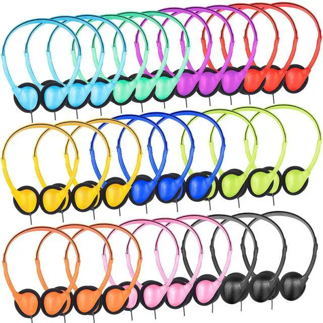 Main image of ZNXZXP Headphones Bulk 30 Pack Multi Color for School Classroom Students Boys Girls Teen and Adult Mixed Color with 3.5mm Audio Jack