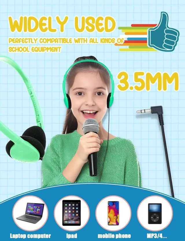 Alt view image 4 of 5 - ZNXZXP Headphones Bulk 30 Pack Multi Color for School Classroom Students Boys Girls Teen and Adult Mixed Color with 3.5mm Audio Jack