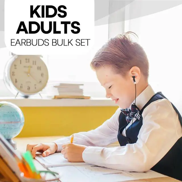 Alt view image 5 of 5 - Yoley Bulk Earbud Headphones 50 Pack for School Classroom Kids, Wholeslae Wired Durable Earphones Class Set for Students Children Toddler Teens Boys Girls and Adult (Black, 50pcs)