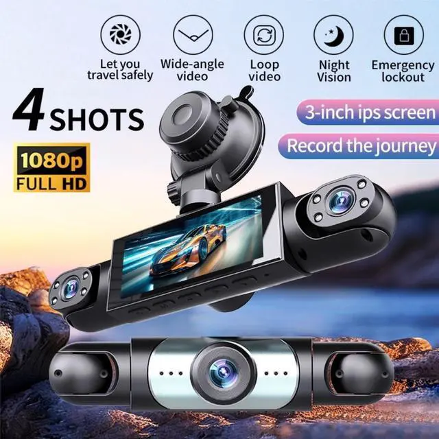 Alt view image 2 of 5 - Diyeeni 4 Lens Dash Cam Front and Rear for Cars 1080P WiFi Dash Camera with 64GB Card, Dashboard Camera Recorder with APP, G Sensor, 24/7 Park Monitoring, Loop Recording