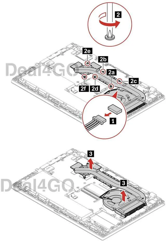 Alt view image 3 of 5 - Deal4GO CPU Cooling Fan Heatsink Thermal Module Assembly 5H41B77341 Replacement for Lenovo Thinkpad P15V Gen 3 with AMD CPU