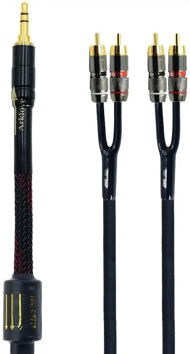 Main image of Arklove 3ft Shielded 1/8" aux Input 3.5mm RCA Output Splitter Stereo Audio Video Cable Out 3.5 Male to 4 RCA Male in Dual Speaker Cord 24k Gold Plated