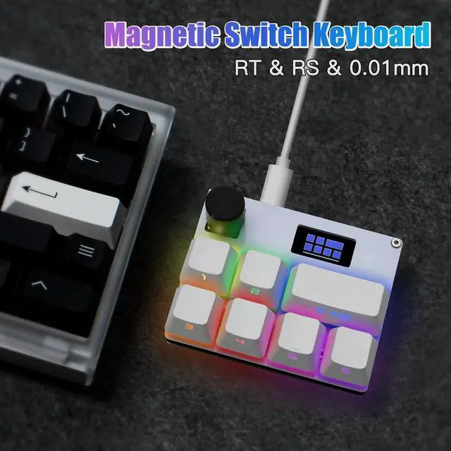 Alt view image 5 of 5 - TZT Copy Paste Keyboard 7-Key Custom Gaming Keyboard Magnetic Switches 0.01mm Accuracy with Knob and Screen, Plug-and-Play, Copy Paste