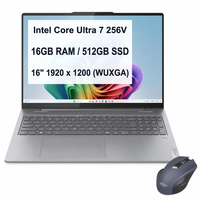 Alt view image 2 of 7 - Lenovo Yoga 7i 2-in-1 16" 2K Touchscreen Laptop Intel Core Ultra 7 256V 16GB RAM 512GB SSD Luna Grey