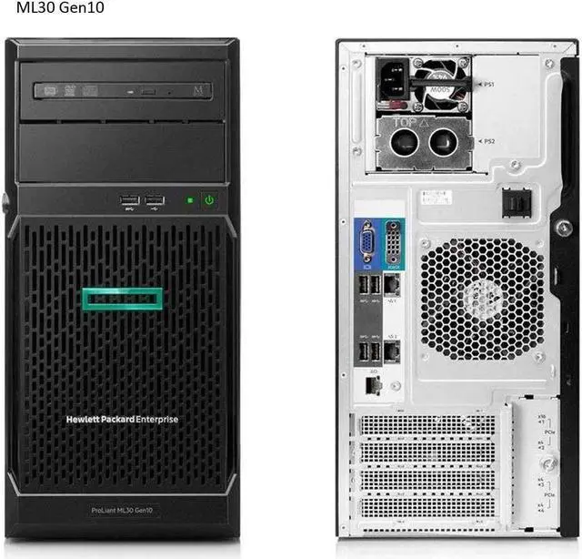 Alt view image 5 of 6 - HP ProLiant ML30 Gen10 Tower Server Bundle with Intel Xeon E-2224, 64GB DDR4, 8TB SSD, RAID, Windows Server 2019