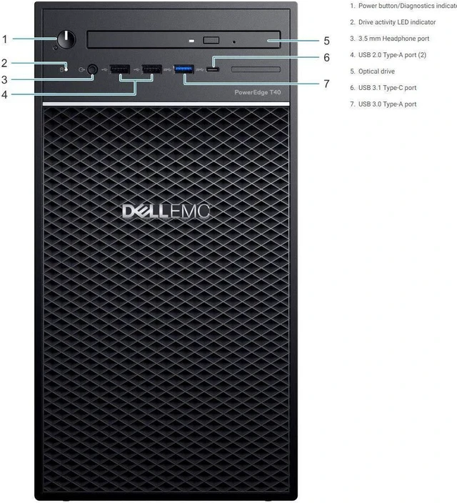 Alt view image 3 of 6 - Dell PowerEdge T40 Tower Server - Intel Xeon E-2224G Quad-Core Processor up to 4.7 GHz, 32GB DDR4 Memory, 2TB (RAID 1) SATA Hard Drive, Intel UHD Graphics P630, DVD Burner, No Operating System