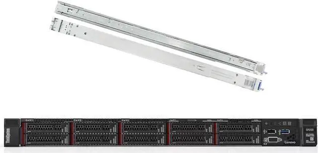 Main image of Lenovo ThinkSystem SR258 Rack Server Bundle with Rail Kit, Windows Server 2019, Intel Xeon E-2136 6-Core 3.3GHz, 32GB DDR4, 16TB HDD, RAID.