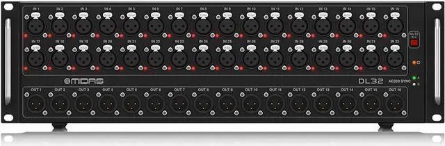 Main image of Midas DL32 32 Input, 16 Output Stage Box with 32 Midas Microphone Preamplifiers, ULTRANET and ADAT Interfaces