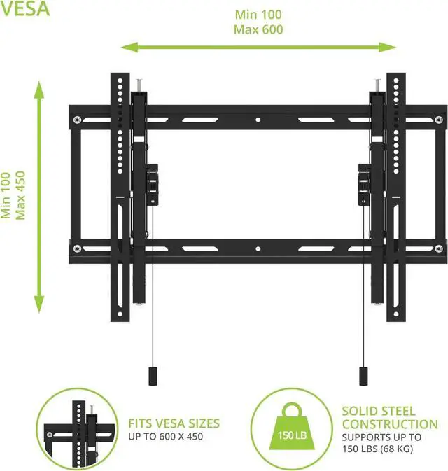 Alt view image 2 of 8 - Kanto TE300SG Outdoor Extend and Tilting TV Wall Mount for 45 - 100 TVs | Supports up to 150 lbs | Latching Home Position | Extends up to 6" from Wall | Up to 8° Swivel | Large Open Wall Plate