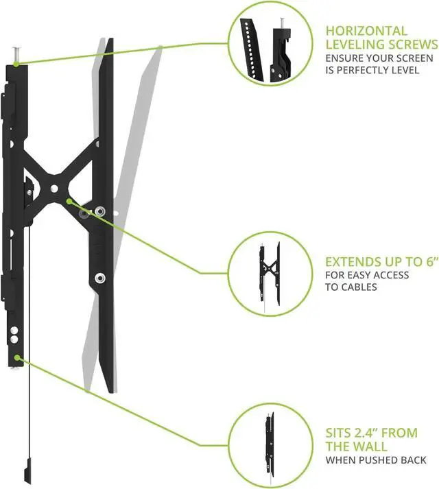 Alt view image 3 of 8 - Kanto TE300SG Outdoor Extend and Tilting TV Wall Mount for 45 - 100 TVs | Supports up to 150 lbs | Latching Home Position | Extends up to 6" from Wall | Up to 8° Swivel | Large Open Wall Plate