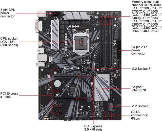 ASUS PRIME Z370-P II LGA 1151 (300 Series) Intel Z370 HDMI SATA 6Gb/s ATX  Intel Motherboard