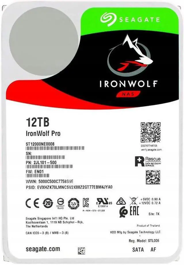 Alt view image 2 of 4 - Seagate IronWolf Pro 12TB ST12000NE0008 NAS Hard Drive 7200 RPM 256MB Cache CMR SATA 6.0Gb/s 3.5" Internal HDD ST12000NE0008