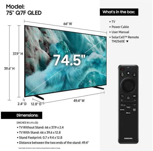 Alt view image 2 of 7 - SAMSUNG QN75Q7FAAFXZA 75-Inch Class QLED Q7F Series Vision AI Smart TV (2025 Model, 75Q7F) Quantum HDR, Object Tracking Sound Lite, Q4 AI Gen1 Processor, 4K upscaling, Gaming Hub, Alexa Built-in