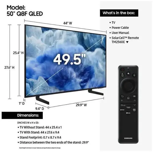 Alt view image 3 of 3 - Samsung - 50 Class Q8F Series QLED 4K UHD Samsung Vision AI Smart Tizen TV (2025) - QN50Q8FAAFXZA